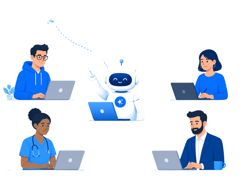 Illustration of the RR JobCopilot AI assistant sorting and submitting applications